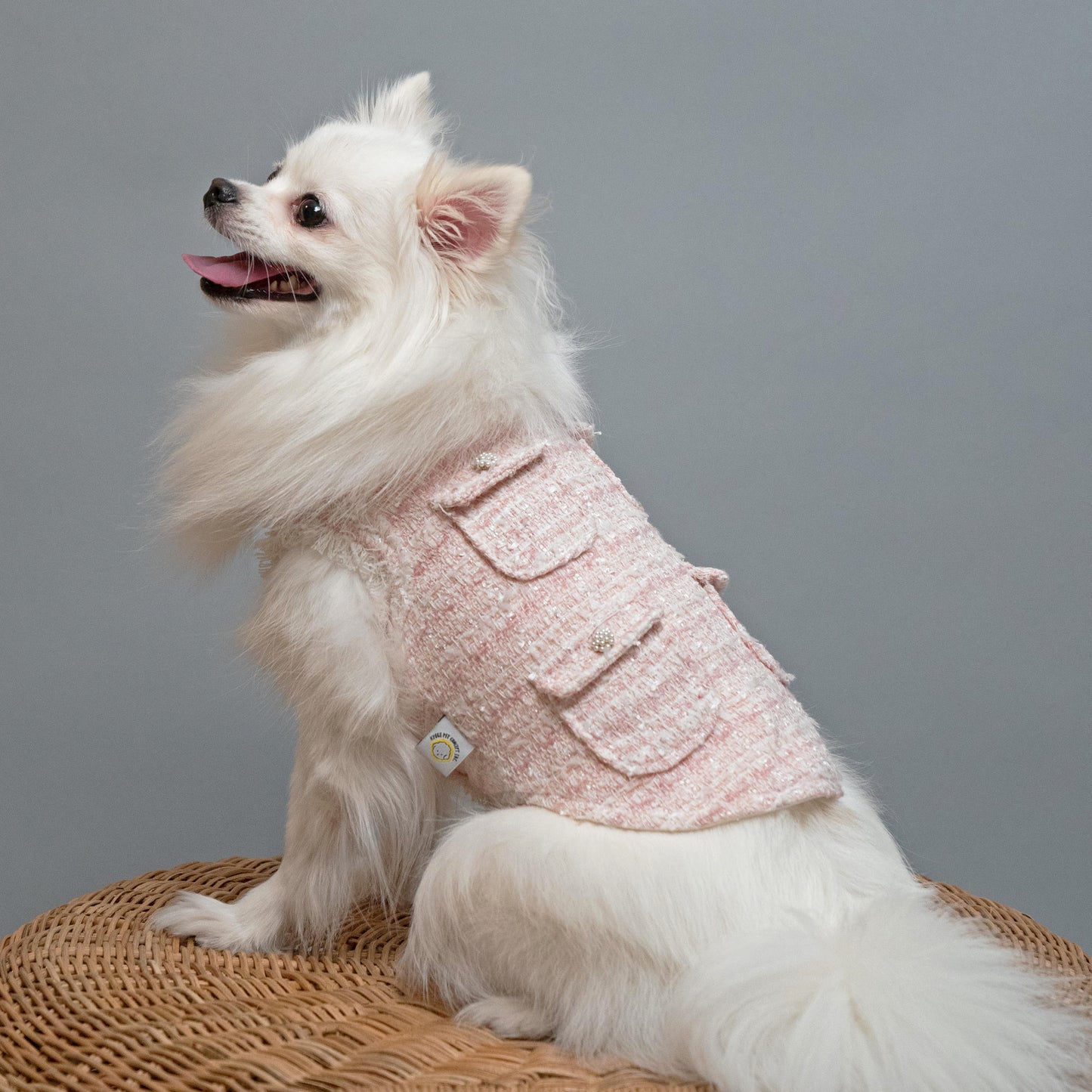 Hygge dog clothes pet fashion designer glittered tweed dog vest Pink