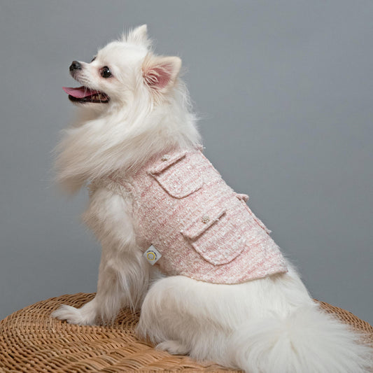 Hygge dog clothes pet fashion designer glittered tweed dog vest Pink