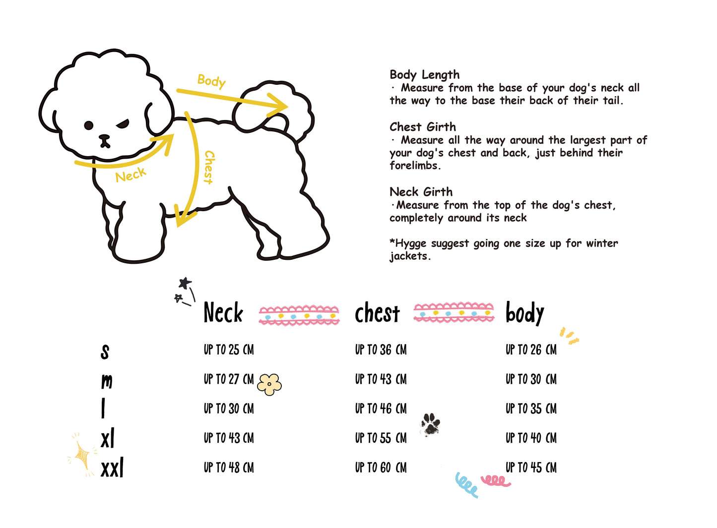 Dog Clothes Size Chart