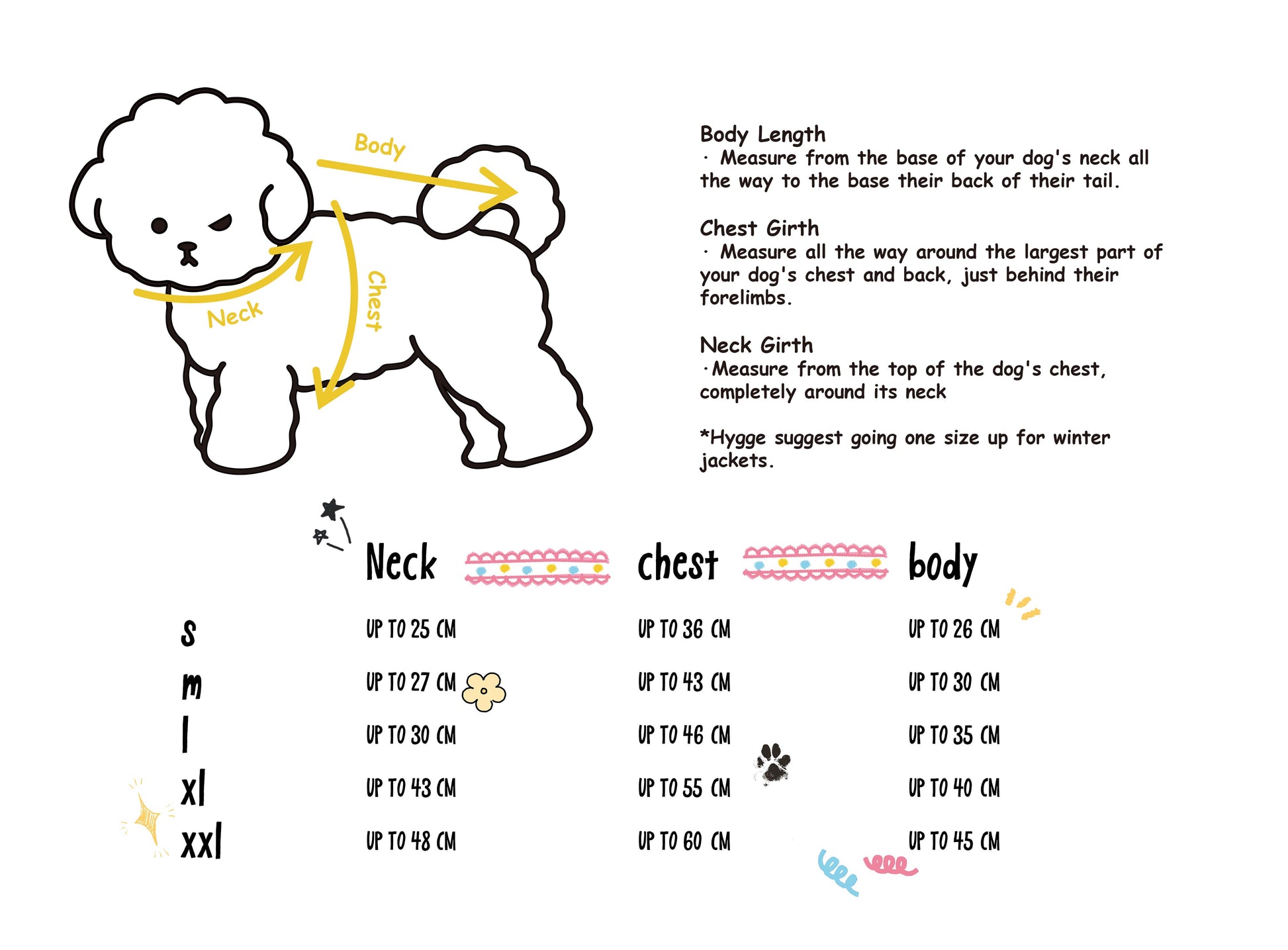 Dog Clothes Size Chart